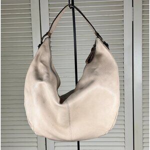 Puntotres Cream Beige Pebbled Leather Hobo Purse Spain Made Western Shoulder Bag